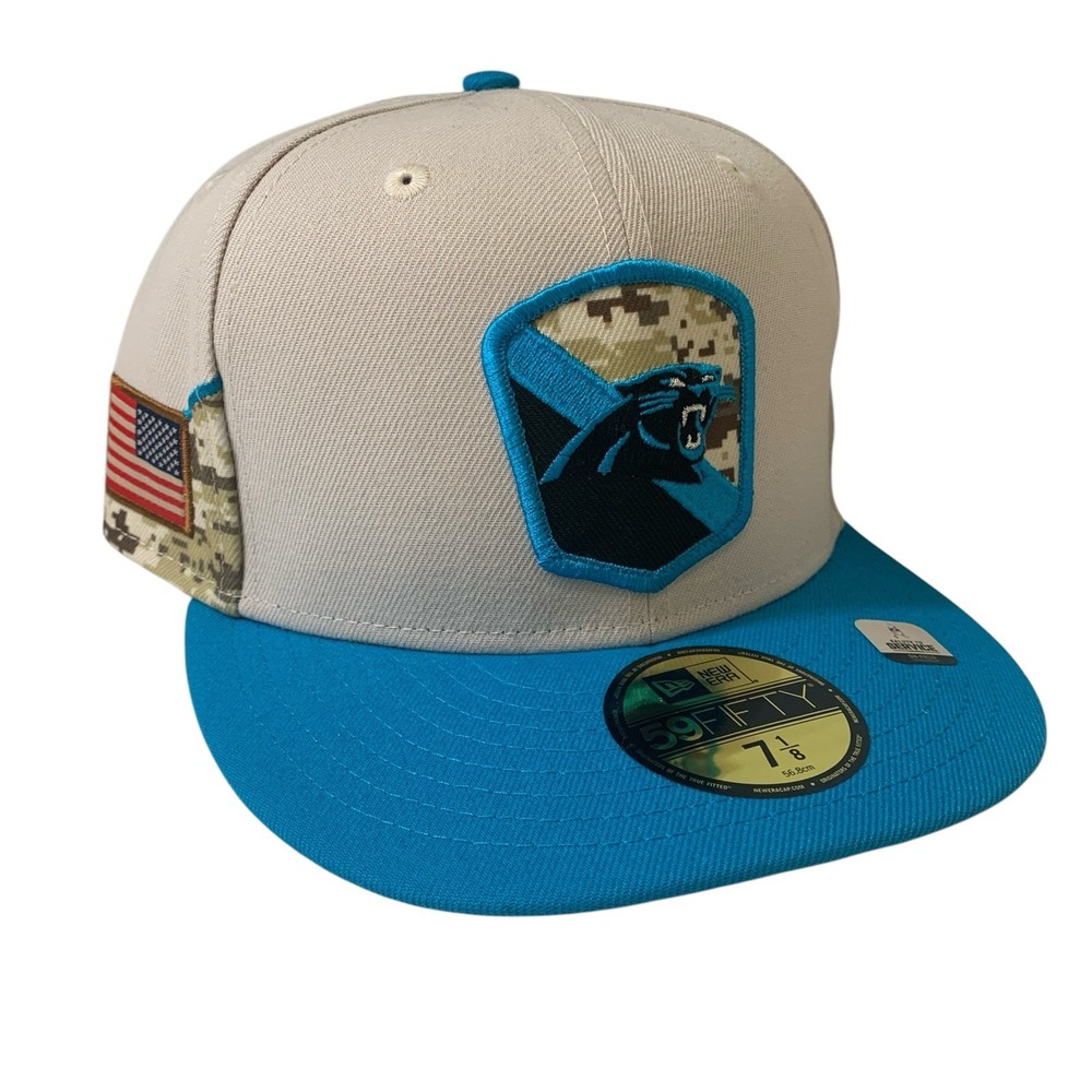 New Era Carolina Panthers 59FIFTY Salute to Service Fitted Cap Hat Size 7 1/8